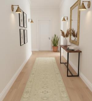 Muted Beige Floral 2'4X10 Transitional Oriental Runner Rug