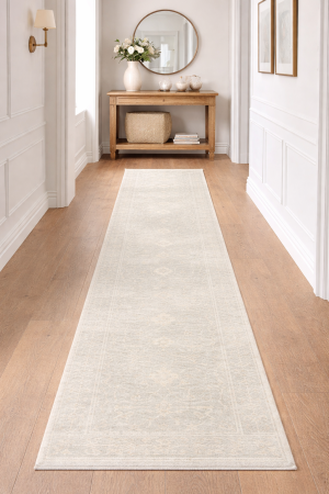 Muted Green Floral 3X12 Transitional Oriental Runner Rug