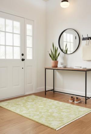 Muted Golden Yellow Floral 2X3 Transitional Oriental Rug