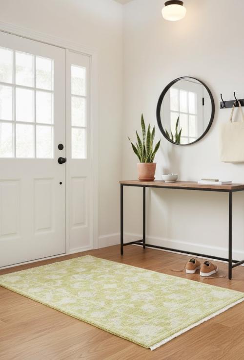 Muted Golden Yellow Floral 2X3 Transitional Oriental Rug