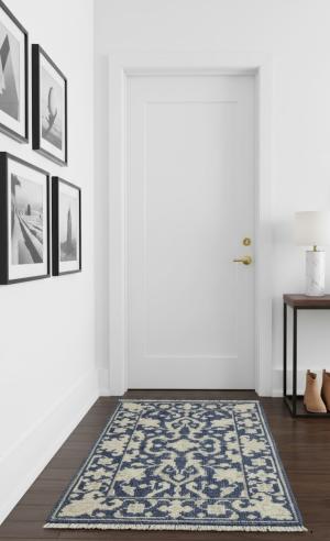 Muted Slate Blue Floral 2X3 Transitional Oriental Rug