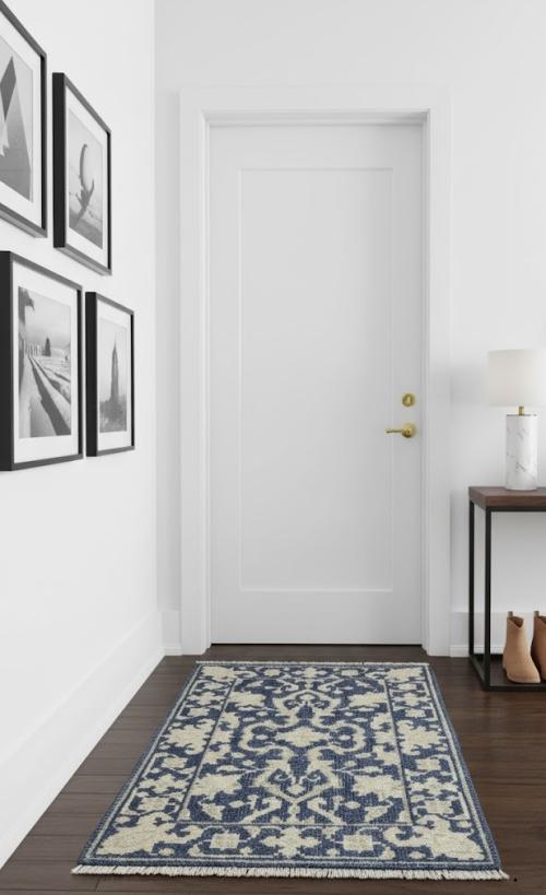 Muted Slate Blue Floral 2X3 Transitional Oriental Rug