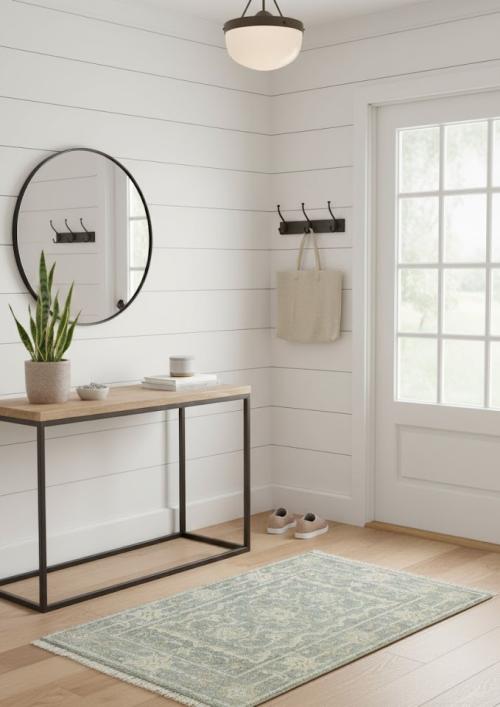 Muted Gray Floral 2X3 Transitional Oriental Rug