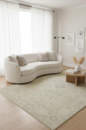 Muted Pinkish Beige Floral 9X12 Transitional Oriental Rug