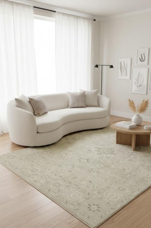 Muted Pinkish Beige Floral 9X12 Transitional Oriental Rug