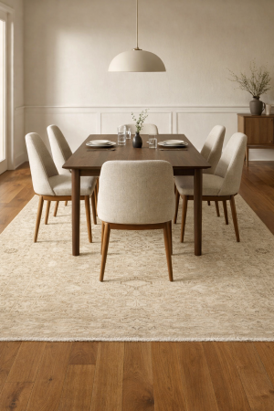 Muted Pinkish Beige Floral 4X6 Transitional Oriental Rug