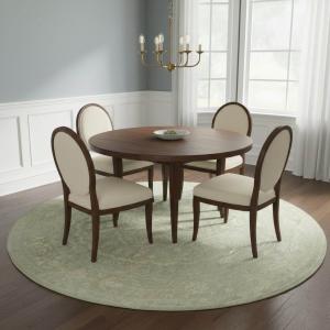 Muted Green Floral 6X6 Transitional Oriental  Round  Rug