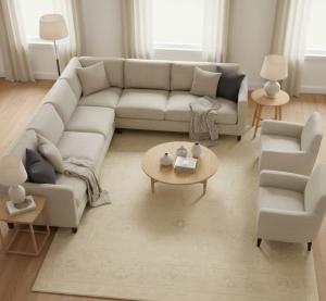 Muted Beige Floral 12X12 Transitional Oriental Rug