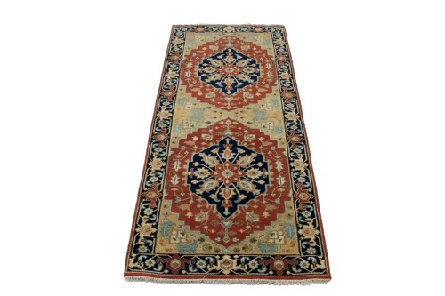 Rust Floral Tribal 4X10 Heriz Serapi Oriental Runner Rug