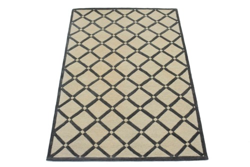Cream & Charcoal Art Deco 5X8 Modern Rug