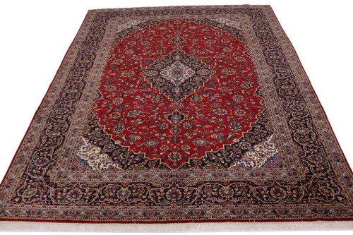 Vintage Red Traditional 10' x 13' Kashan Persian Rug