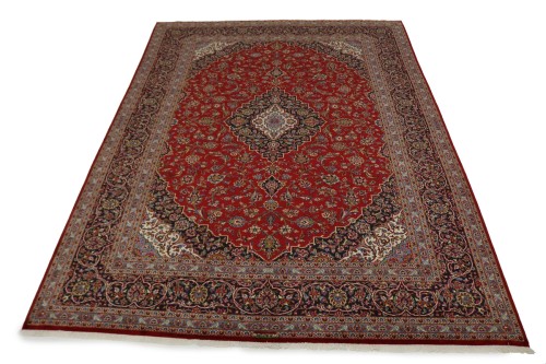 Vintage Red Traditional 10' x 13' Kashan Persian Rug