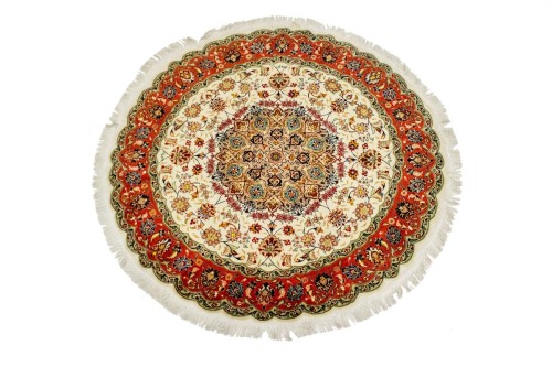 Cream Classic 5'5" x 5'5" Tabriz Persian Rug