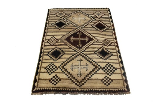 Vintage Beige Tribal 4X6 Shiraz Persian Rug