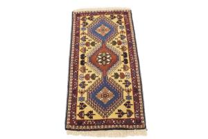 1'8 x 3'2 Hand Knotted Yalameh Geometric Persian Wool Rug