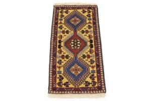 1'8 x 3'2 Hand Knotted Yalameh Geometric Persian Wool Rug
