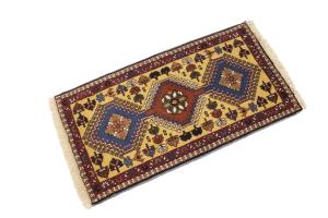 1'8 x 3'2 Hand Knotted Yalameh Geometric Persian Wool Rug