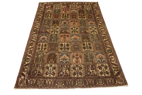 Vintage Brown Floral 7X10 Bakhtiari Persian Rug