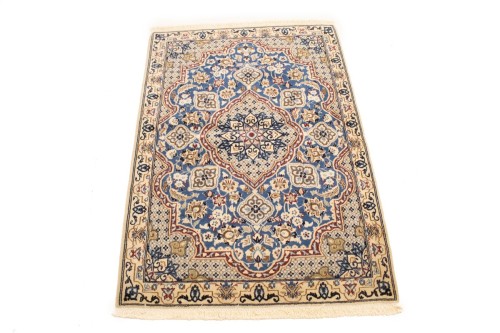 Vintage Floral Classic Blue 3X4 Nain Persian Rug