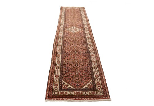 Vintage Bittersweet Red Tribal 3X13 Hamedan Persian Runner Rug