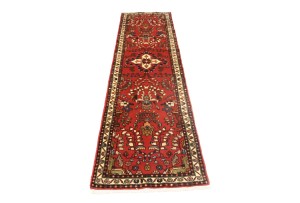 Vintage Red Floral 2'5X9'7 Lilian Persian Runner Rug