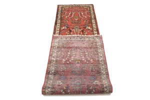 Vintage Red Floral 2'5X9'7 Lilian Persian Runner Rug