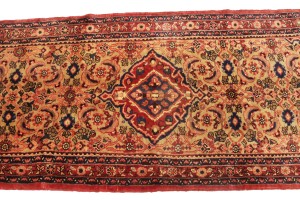 Vintage Floral Golden Beige 3'6X7'9 Hamedan Persian Rug