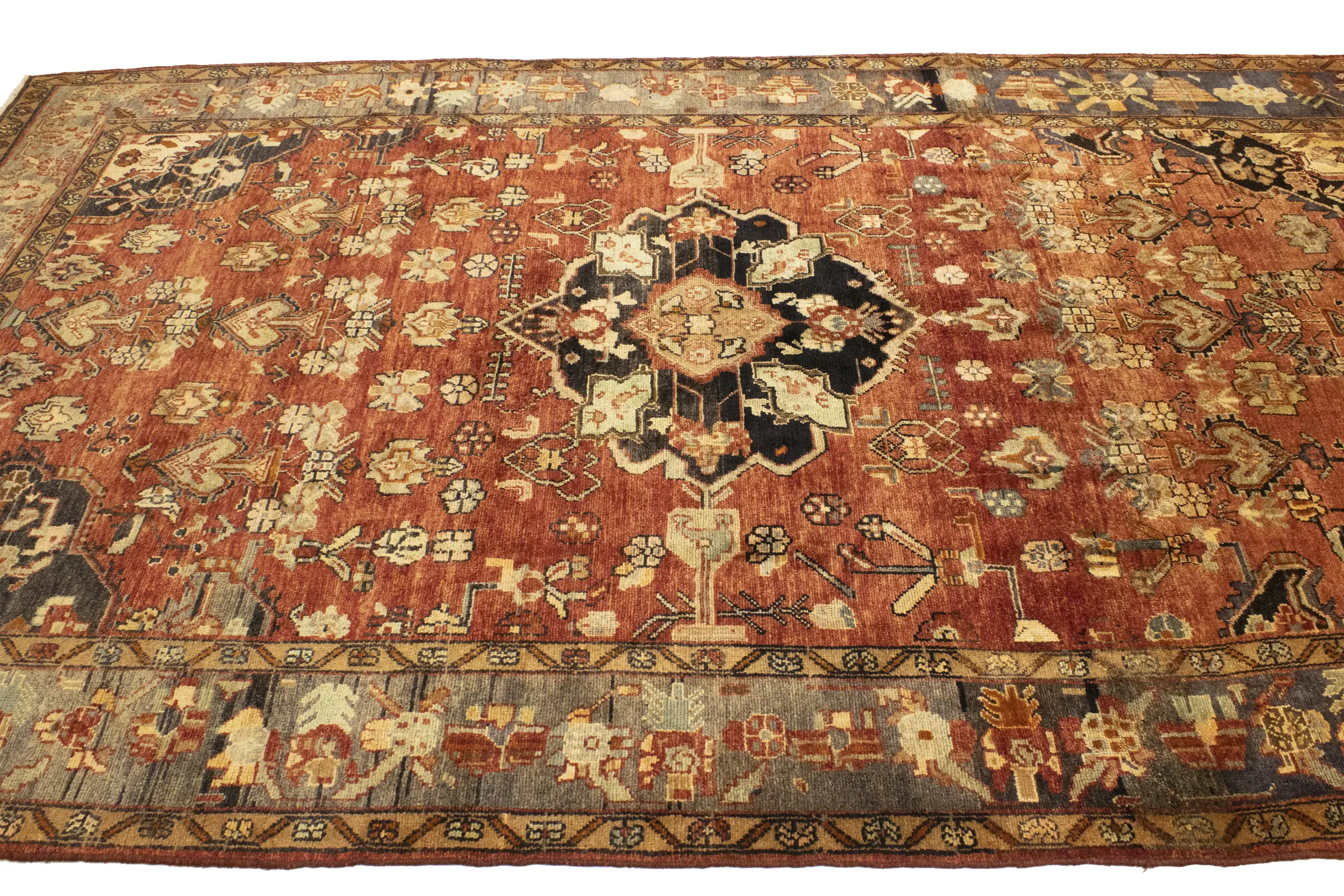 Semi Antique Tribal Rusty Red 6'3X10'5 Hamedan Persian Rug