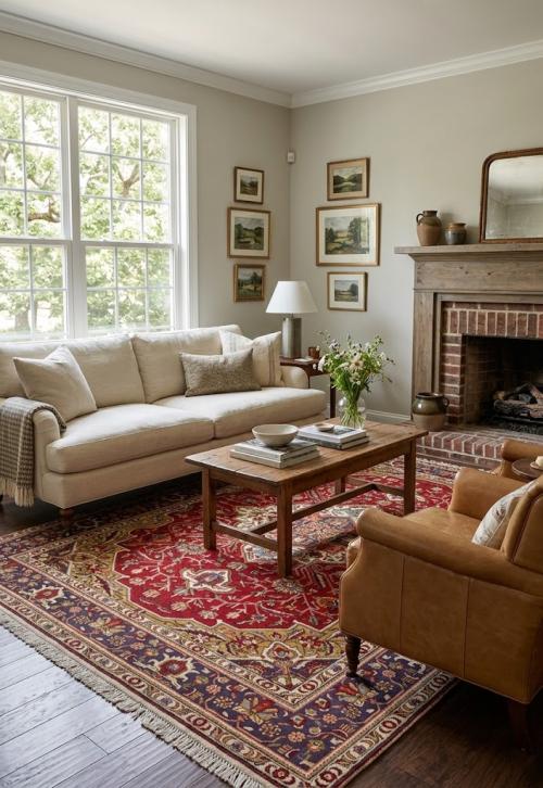 Red Traditional Floral 6' 6"x9' 7" Vintage Oriental Persian Rug