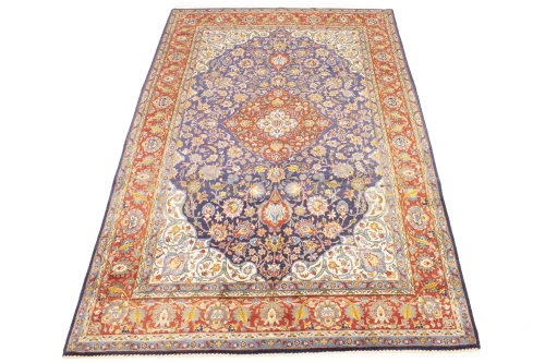 Vintage Purple-navy Floral 6'5X10'0 Sarouk Persian Rug