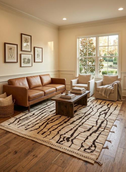 Beige Tribal Modern 6X9 Moroccan Style Oriental Rug