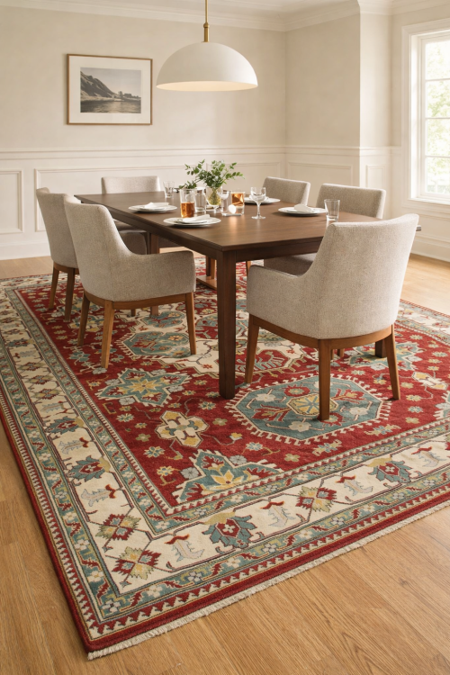 Red Geometric Tribal 8'5X11'0 Kazak Pakistan Rug