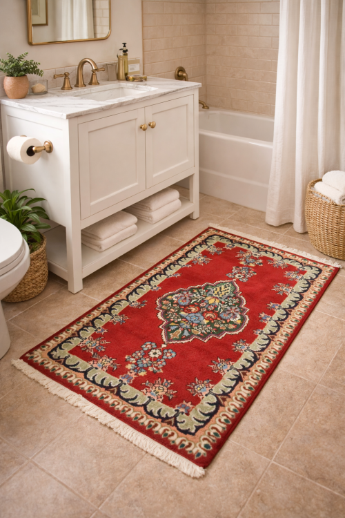 Vintage Floral Red 3X4'6 Tabriz Persian Rug