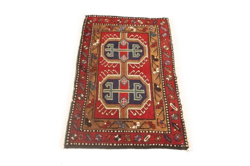 Vintage Red Geometric 2'0X3'8 Heriz Persian Rug