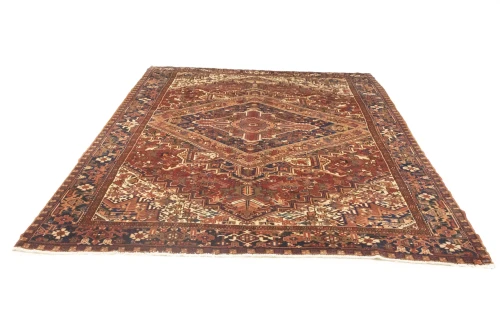 Semi Antique Red Geometric 8X11 Heriz Persian Rug