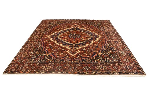 Vintage Rusty Brown Floral 11X13 Bakhtiari Persian Rug