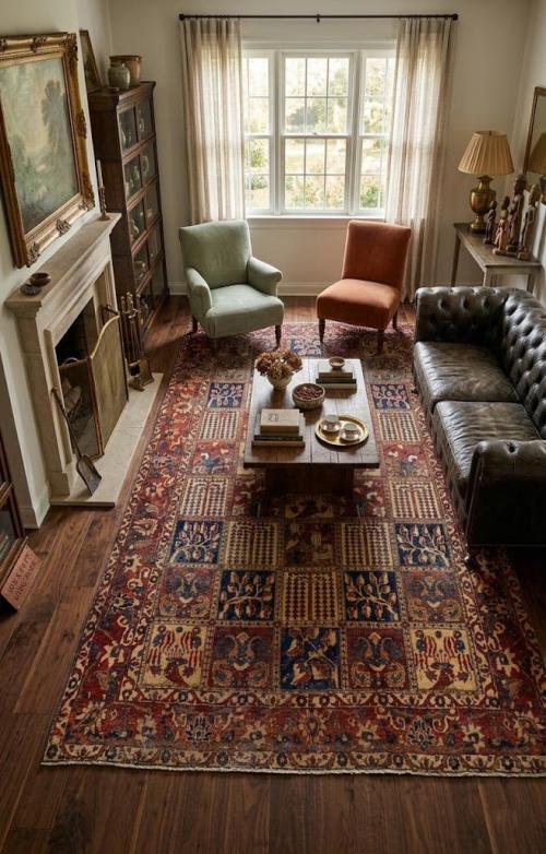 Antique Distressed Muted Tribal 7X11 Bakhtiari Persian Rug
