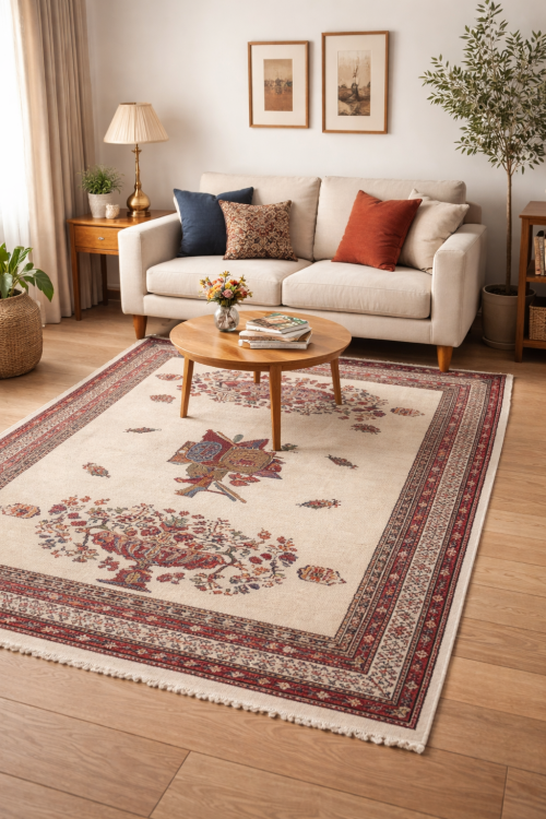 Cream Tribal 4'6X6 Sumak Persian Rug