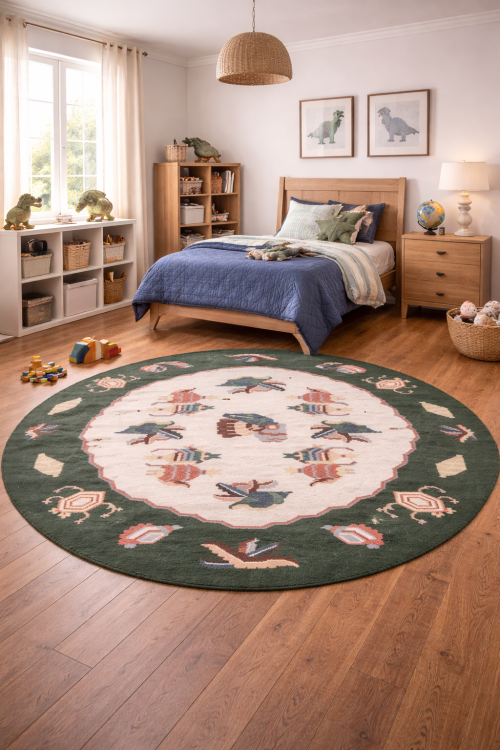 Floral Dhurrie 7X7 Chinese Oriental Round Rug