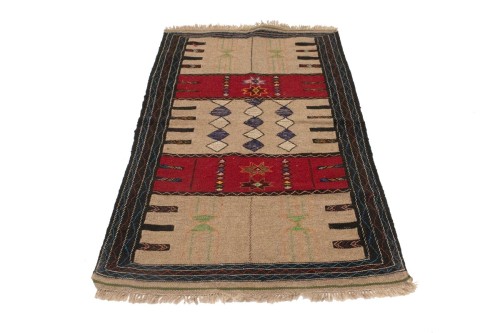 Beige Tribal 3'6X6 Sumak Herati Persian Rug