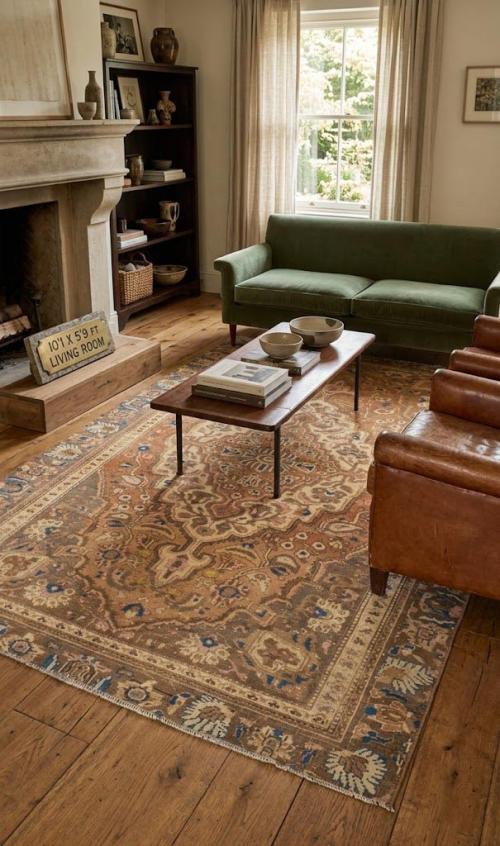Antique Rust & Brown Floral 6X10 Lilian Persian Rug
