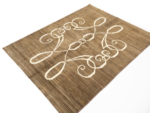 Brown Pictorial 4'9X6'4 Afghan Gabbeh Oriental Rug