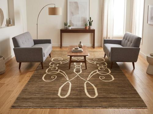 Brown Pictorial 4'9X6'4 Afghan Gabbeh Oriental Rug