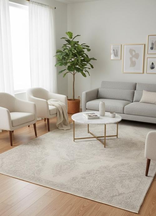 Antique Muted Floral 5X8 Distressed Vintage Oriental Rug