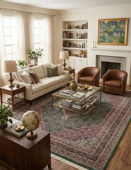 9'2 X 12'0 Green Tribal Hand Knotted Indo-Bidjar Wool Rug