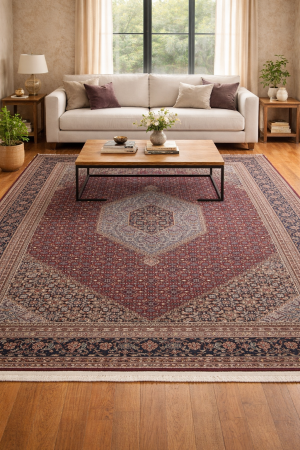 Red Floral Tribal 8'6X11'6 Indo-Bidjar Oriental Rug