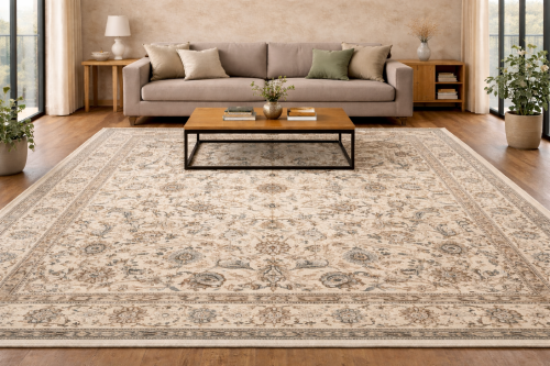 Semi Antique Cream Traditional 9'7X12'5 Vintage Oriental Rug