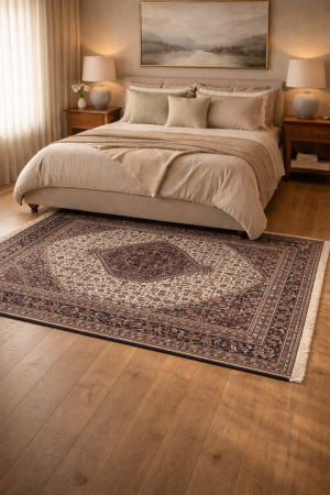 Cream Floral Tribal 6X9'5 Indo-Bidjar Oriental Rug