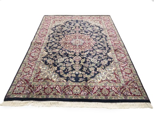 Purple-navy Floral 6X9 Indo-Kashan Oriental Rug