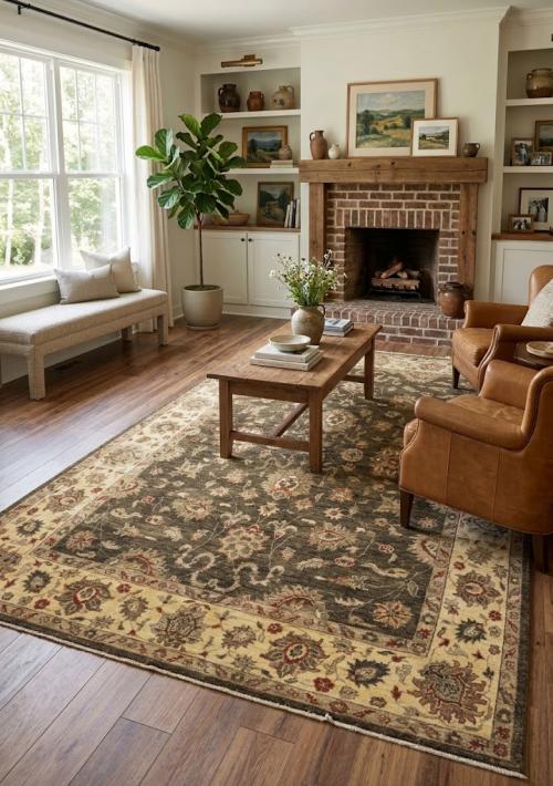 Brown Floral Peshawar 6X9 Pakistan Oriental Rug
